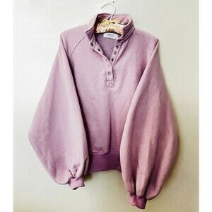 Mod on Trend Pullover Sweater Women’s M pink Quarter Button Mock Neck